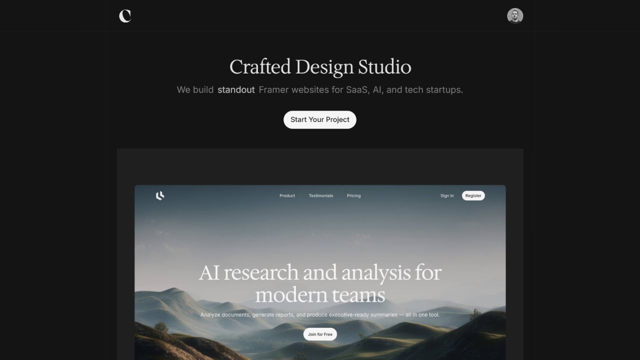 Crafted Design Studio website screenshot