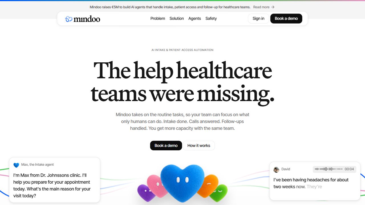 Mindoo AI website screenshot